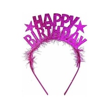 Happy Bırthday Fuşya Yazılı Metal Taç