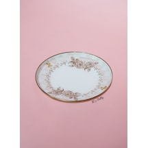 Rosadora Emaye 2'li Pasta Tabağı Dekoratif Vintage Servis Tabağı Pembe