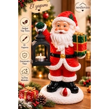 Fenerli Noel Baba Dekor Kırmızı 20 Cm