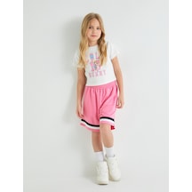 Koton Şort Renk Bloklu Beli Lastikli Pembe 4skg40238ak Pembe