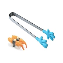 Sones Silikon Paslanmaz Çelik Pişirme Mutfak Buz Maşası Gıda Barbekü Salata El Klipsi Mavi