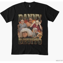 Flood Of Style Danny Devito Erkek Kadın Tişörtü %100 Pamuklu Tişörtler Kısa Kollu Üstler 1215-2 Siyah