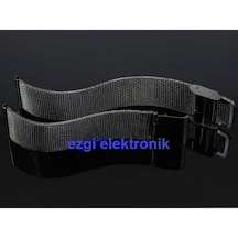 Siyah Çelik Ince Hasır 22Mm Kordon Metal Örgü Saat Kordonu Kayışı