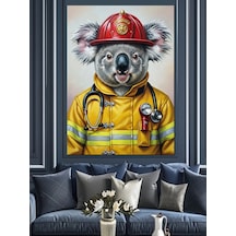 Ahşap Tablo İtfaiyeci Koala