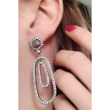 Pırlanta Işıltısında Zirkon Taşlı Gümüş Lüks Küpe N11.76013