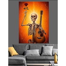 Ahşap Tablo İskelet Gitarlı Müzisyen Retro