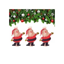 Yılbaşı Ahşap Desenli Noel Baba Dekoratif Mandal 6'lı