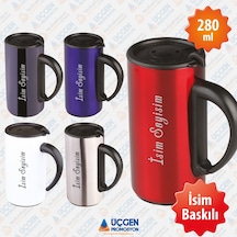 280 Ml Kulplu İsim Baskılı Termos Bardak 3507  Kırmızı