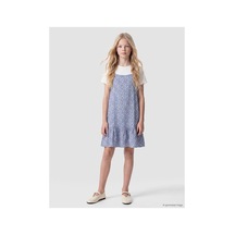 LC Waikiki Alıta Cıty Farkıyla Lcw Kids Mavi Oval Yaka Çiçek Desenli Kız Çocuk Elbise Mavi - 928242581 Mavi