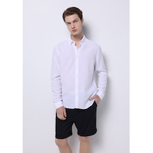 Colin's Colins Slim Fit Shirt Neck Düz Erkek Beyaz Uzun Kol Gömlek Cl1074508 Q1.v1 Wht Beyaz