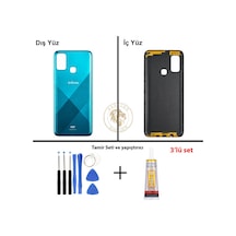 Infinix Hot 9 Play Mavi Uyumlu Arka Kapak + Yapıştırıcı Ve Vida Seti Arka Cam Batarya Pil Kapağı Diğer