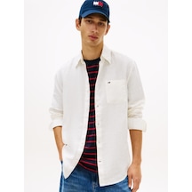 Tommy Hilfiger Tjm Reg Lınen Shırt Erkek Beyaz Gömlek - Dm0dm22760