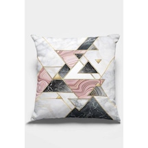 Pembe Geometrik Çift Taraflı Yastık Kırlent Kılıfı Krl092n11
