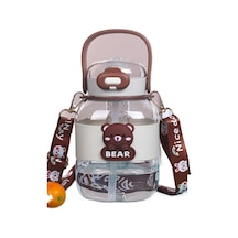 Sevimli Çizgi Film Baskılı Büyük Gövdeli Plastik Su Bardağı, Renkli Samanlı Bardak, Yaz İçin Pratik Spor Matarası, Çocuklar İçin Eğlenceli Desenli Kova Bardak, Dayanıklı Ve Hafif Beyaz