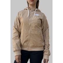 Nike Sportswear Windrunner Jacket Kadın Kapüşonlu Spor Ceket Bej Bej