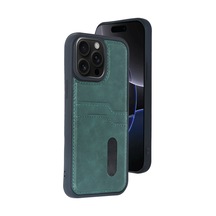 Gld-spt- Newface Apple Uyumlu iPhone 14 Pro Max Kılıf Sara Kartvizitli Deri Kılıf - Koyu Yeşil