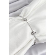 316l Çelik Yonca Model Gümüş Renk Kadın Bileklik Çok Renkli