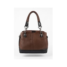 Levano Leather Kadın Hakiki Deri Omuz Çantası Fermuarlı Geniş Hacimli Şık Deri Çanta Kahverengi