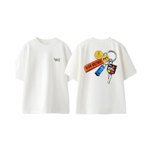 Thewert Hıgh Voltage Tasarım Sırt Baskılı Pamuk Beyaz Oversize T-shirt