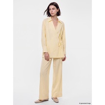 Lcw Modest Sarı Beli Lastikli Keten Karışımlı Kadın Pantolon