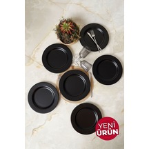 Keramika Mat Siyah İyonya Servis Tabağı 26 Cm 6 Adet 956 Siyah