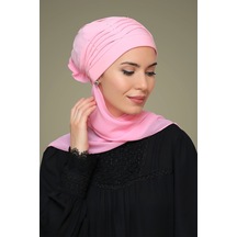 Hürrem Bone Pembe Pratik Hazır Geçmeli Tesettür Bone Sandy Kumaş Incili Nervü Pembe