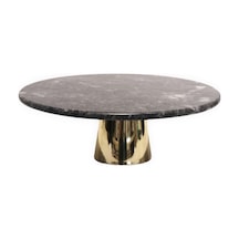 Lux & Marble Liza Black Siyah Mermer Pirinç Ayaklı Pasta Standı