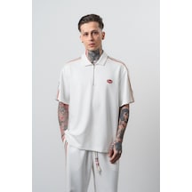 Respire Erkek Champ Şerit Detaylı Regular Fit T-shirt Ekru