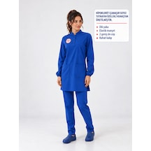 Hipo Çamaşır Suyu Dayanıklı Tesettür Temizlik Personeli Forması Scrubs Likralı Takım Sağlık Bakanlığı Logolu-dazzling Blue