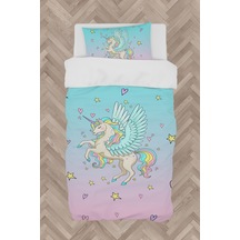 Mekta Home Bebek Ve Çocuk Odası Uçan Unicorn Desenli Nevresim Takımı
