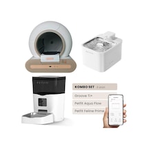 Groove Ti+ Wi-fi Akıllı Kedi Tuvaleti Kahverengi - Petfit Aqua Flow Akıllı Su Pınarı + Petfit Feline Prime 3l Wi-fi Kameralı Akıllı Otomatik Mama Kabı Besleme Ünitesi Bundle
