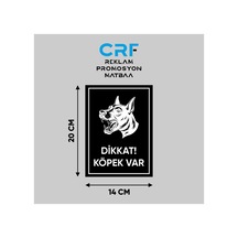Metal Siyah Dikkat Köpek Var Uyarı Levhası 14x20 Cm Arkası Yapışkanlı
