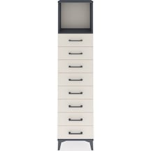 Arges Dolap Tek Raflı 8 Çekmeceli 44x30x182 Antrasit-aytaşı Antrasit