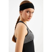 Kadın %100 Pamuklu Penye, Kaymaz, Terletmez, Ultra Hafif, Spor Saç Bandı Bandana - Tek Ebat / Siyah Siyah