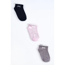Cocole Socks Kız Bebek Patik Çorabı 3 Lü Set Pamuklu Minik Fiyonk Desenli Çok Renkli