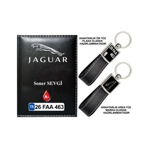 Plakanıza Özel Jaguar Logolu Siyah Ruhsat Kabı Ve Anahtarlık