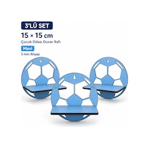 Arliadesign 3 Lü Futbol Topu Figürlü Ahşap Duvar Süsü 15x15 Cm Mavi Çocuk Odası Dekoru