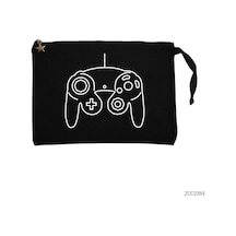 Zepplin Giyim Gamepad Siyah Clutch Astarlı Cüzdan / El Çantası