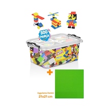 Yeşil Uygulama Zeminli Mikro Blok Funny Blocks 300 Parça Plastik Kutulu