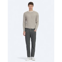 Kip Haki Dokuma Regular Fit Casual Pamuk Karışımlı Pantolon Haki