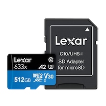 Lexar High Performance 633X 512 GB MicroSDXC Class 10 V30 UHS-I Hafıza Kartı + Adaptör