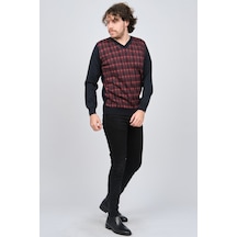 Desen Triko Erkek V Yaka Desenli Yün Kazak 0245532 Lacivert Lacivert