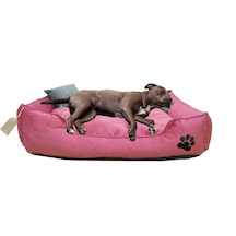 Büyük Irk Köpek Yatağı Ultrasoft Yıkanabilir Yüksek Kaliteli Kumaş Pati İşlemeli - 70 X 90 Cm - Fuşya