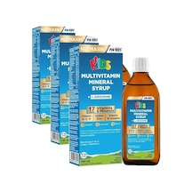 Kids Multivitamin Mineral Şurup 150 Ml 17 Vitamin Ve Mineral, L-arjinin, Kara Mürver, Beta Glukan, Çocuklar İçin Bağışıklık Ve Gelişim Desteği 3 Paketi