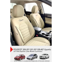 Premium Serisi Lüks Keten Oto Koltuk Kılıfı Peugeot 206-207-208-306-307-407- Uyumlu Bej