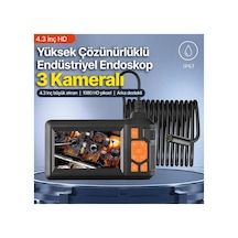 3 Kameralı 10 Metre Endoskop Yılan Kamera Ip67 Su Geçirmez 4.3"hd Ekranlı Ledli