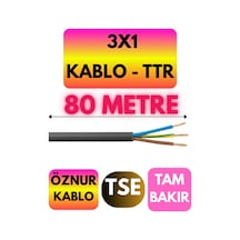 Öznur 3x1 Ttr Kablo Siyah Metre Seçenekli - 80 Metre