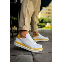 Roof Atelier Erkek Beyaz Sarı Bağcıklı Spor Ayakkabı - 979 - Santoni Gbt Spor Beyaz - Sarı
