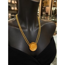 Halat Zincir Altın Detay Kaplama Kolye Gold