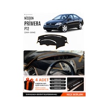 Nissan Primera P12 2001-2004 Uyumlu Torpido Örtüsü, Torpido Kılıfı - Siyah-kahverengi - Nı015